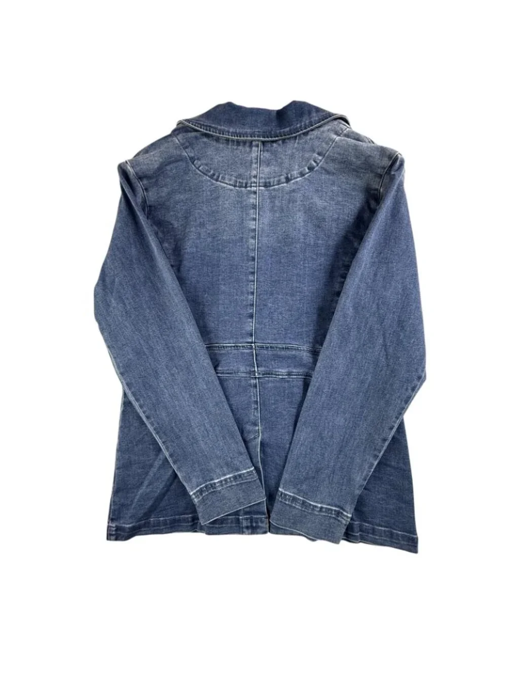 DG2 Diane Gilman Denim Jacket Womens Medium Blue Blazer Button Front Pockets - Picture 9 of 16